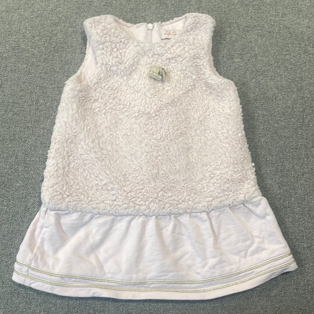 Lili gaufrette pink faux fur party dress 2t
